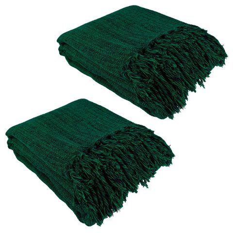 Kit 2 Mantas para Sofá Verde 240x180 em Algodão