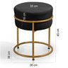 Puff Redondo Argola Levi Veludo Preto Base em Aço Dourado - 6