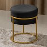 Puff Redondo Argola Levi Veludo Preto Base em Aço Dourado - 2