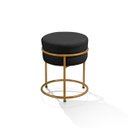 Ver imagem 2 de Puff Redondo Argola Levi Veludo Preto Base em Aço Dourado