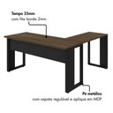 Ver imagem 5 de Escrivaninha em L Industrial 150 cm X 150 cm Escritório Corporativo F5 Office Cor:Málaga com Preto