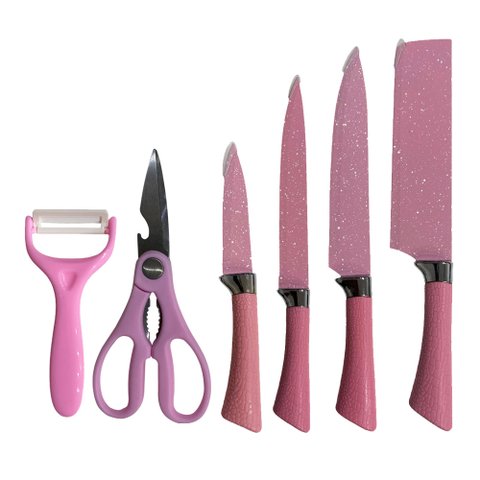 Jogo de Facas Rosa Kit com 6 Peças Beleza e Precisão para Sua Cozinha - Prime Home Decor