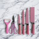 Ver imagem 2 de Jogo de Facas Rosa Kit com 6 Peças Beleza e Precisão para Sua Cozinha - Prime Home Decor
