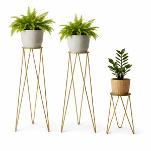 Kit Suporte Tripé para Vasos e Plantas 2 Peças 60cm Grande + 1 Peça 45cm Médio