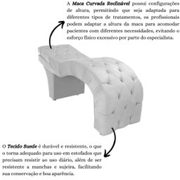 Maca Estética Estofada Reclinável Ergonômica Suede Tati:branco - 6