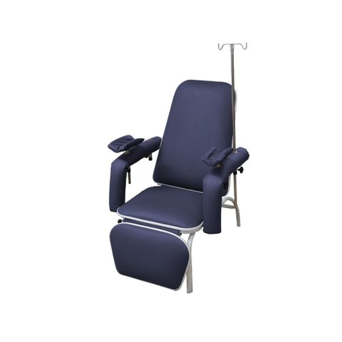 Poltrona para Coleta e Hemodiálise com Suporte de Soro Standard Azul Marinho