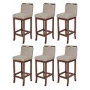 Ver imagem 1 de Kit 6 Banquetas Bancada Cozinha Turim Madeira Capuccino Suede Bege CCS
