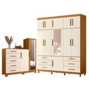Ver imagem 1 de Guarda Roupa Casal Triton Plus 11 Portas com Espelho e Cômoda New Master Cinamomo Off White - Móveis