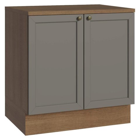 Balcão de Cozinha 80 cm 2 Portas Rustic/Cinza Vik Madesa