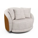 Ver imagem 1 de Poltrona Decorativa Giratória para Sala 122cm Kaly M22 Sintético Caramelo/Linho Bege - Mpozenato