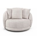 Ver imagem 3 de Poltrona Decorativa Giratória para Sala 122cm Kaly M22 Sintético Caramelo/Linho Bege - Mpozenato