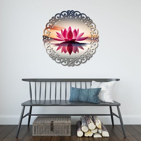 Mandala em Madeira, Impressão Uv - Vitória Régia 2