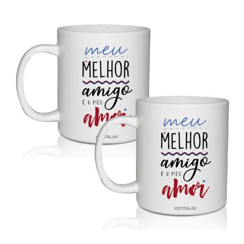 Kit 2 Canecas Acrílico Meu Melhor Amigo - Para Dia dos Namorados
