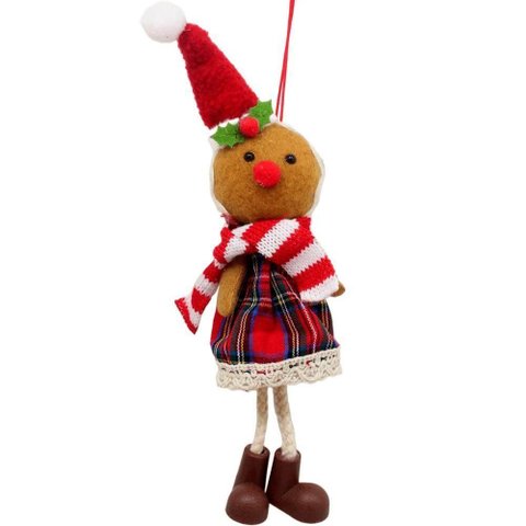 Kit 12 Pendentes Biscoito Xadrez Decoração Árvore Natal 17cm