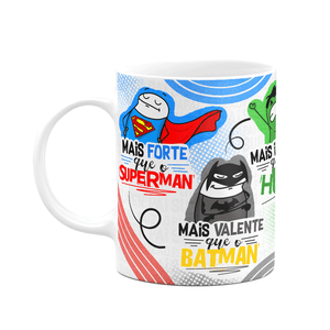 Caneca Flork Pais - Pai Herói Geek - Branca