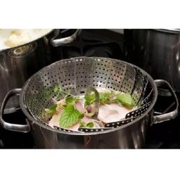 Kit 3 Cesto Cozimento Vapor Inox Cozinha Legumes Panela 22Cm - 4