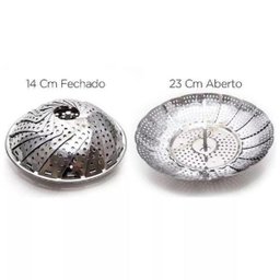 Kit 3 Cesto Cozimento Vapor Inox Cozinha Legumes Panela 22Cm - 3