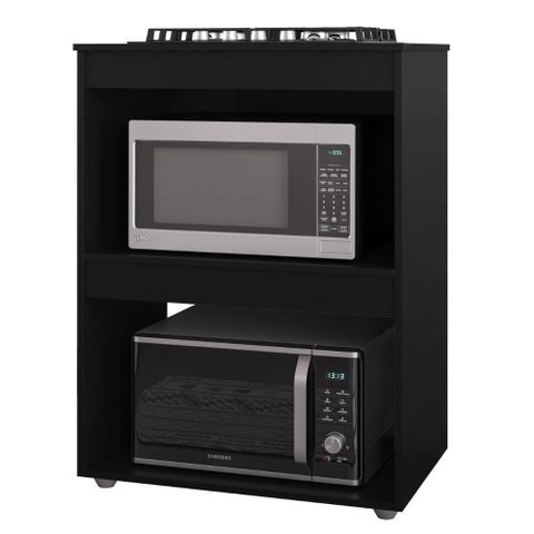 Balcao com Tampo para Forno e Cooktop 75 Cm Adriana Preto Reajl