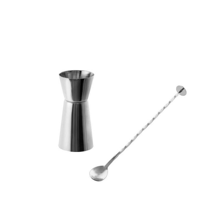 Dosador Duplo E Colher Bailarina Para Drinks - Inox