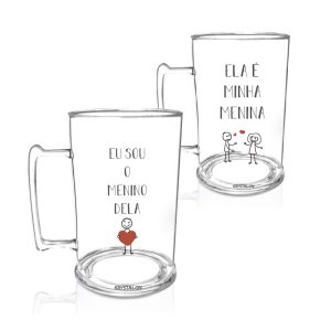 Kit 2 Canecas Chopp Acrílico - Casal - Para Dia dos Namorados