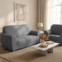 Ver imagem 4 de Kit Capa para Sofá 02 e 03 Lugares Favorita Malha Coladinha:Cinza