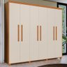 Roupeiro 6 Portas 4 Gavetas Casal 100% Mdf Nature Off White Blor Jm Móveis - 1