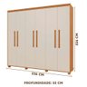 Roupeiro 6 Portas 4 Gavetas Casal 100% Mdf Nature Off White Blor Jm Móveis - 2