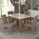Ver imagem 1 de Conjunto Mesa de Jantar 4 Cadeiras Off White/mascavo