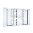 Ver imagem 1 de Janela de Alumínio Veneziana de Correr Central Flex 4 Folhas Móveis e 2 Fixas com Grade e Fecho Embu