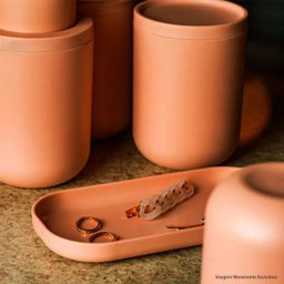 Bandeja de Banheiro Pequena Dual ou Laranja Minério Porta Objetos Organizador de Lavabo - 2
