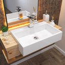 Ver imagem 2 de Cuba Pia Semi Encaixe para Banheiro Retangular 54cm XRT C08 Branco - Mpozenato