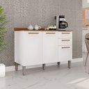 Ver imagem 1 de Balcão de Cozinha 120 cm Rubi 3 Portas 2 Gavetas Branco/Cinamomo - Pnr Móveis