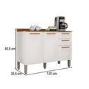 Ver imagem 4 de Balcão de Cozinha 120 cm Rubi 3 Portas 2 Gavetas Branco/Cinamomo - Pnr Móveis