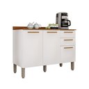 Ver imagem 2 de Balcão de Cozinha 120 cm Rubi 3 Portas 2 Gavetas Branco/Cinamomo - Pnr Móveis