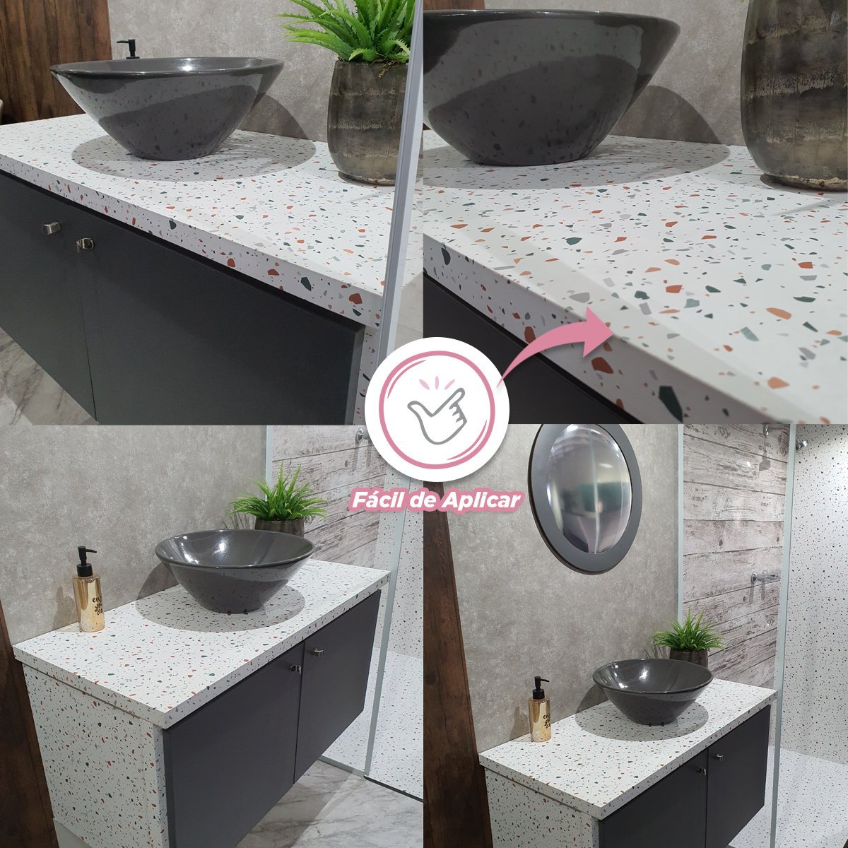 Adesivo Revestimento Texturizado Granilite Lavável - 1m X 60cm - 4