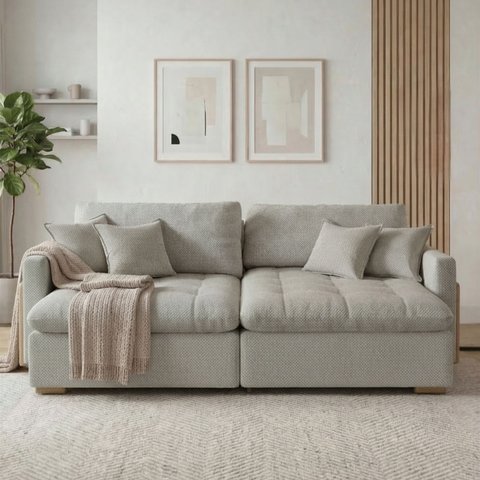 Sofá Cama 2 Lugares Retrátil Reclinável 180cm Linho com Molas Ensacadas Atena Yescasa