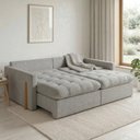 Ver imagem 7 de Sofá Cama 2 Lugares Retrátil Reclinável 180cm Linho com Molas Ensacadas Atena Yescasa