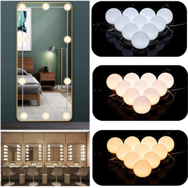 Kit 10 Lâmpadas Luz De Espelho Camarim Led Iluminação | MadeiraMadeira