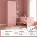 Ver imagem 7 de Kit Quarto de Bebê Doce Sonho com Berço com Rodízio Guarda Roupa 2 Portas e Colchão D18 130x60 Movel