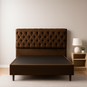 Base Cama Box Casal com Cabeceira Marrom 138x188cm - 1