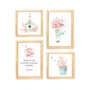 Ver imagem 1 de Kit 4 quadros decorativos menina aquarela, passarinho, flor