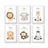 Kit com 6 Quadros Decorativos Safari Baby Aquarela seja - 1