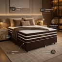 Ver imagem 3 de Cama Box Casal (Colchao + Base) 138x188 Supremo Marrom Branco Bacetto