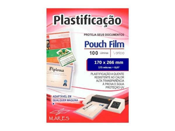 Pouch Film Plastificação 0,7 Meio Oficio 100 Lâminas - Mares - 1