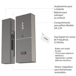 Fechadura Smart X2 Digital sem Fio Agl - 3