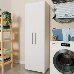 Armário Multiuso Floripa 2 Portas para Lavanderia Branco - Melhor Móvel - 1