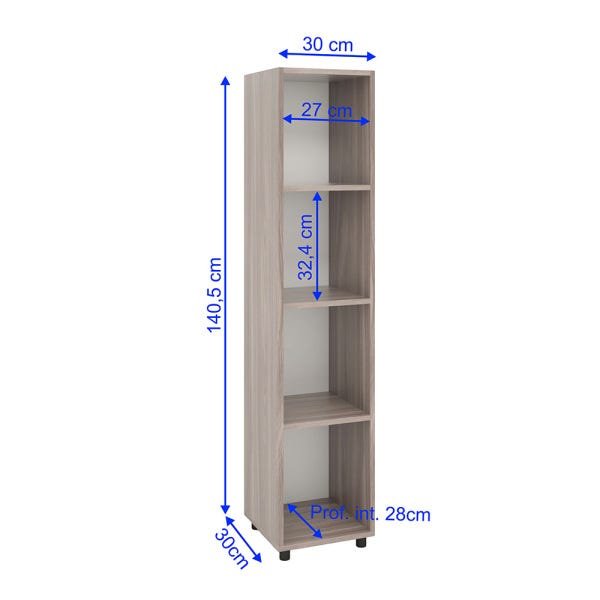 Estante Livreiro Clementina 30 cm com 4 Nichos Carvalho - Melhor Móvel - 5