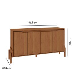 Buffet Aparador 4 Portas com Pés em Madeira Áurea:cinamomo - 9