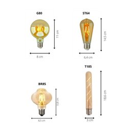 Kit 4 Luminária Pendente Metal Amadeirado Vintage + 4 Lâmpadas Retrô Variadas - 4