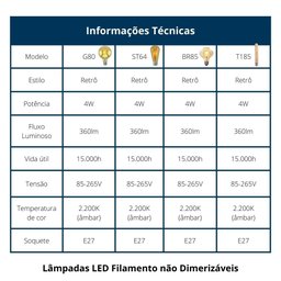 Kit 4 Luminária Pendente Metal Amadeirado Vintage + 4 Lâmpadas Retrô Variadas - 5